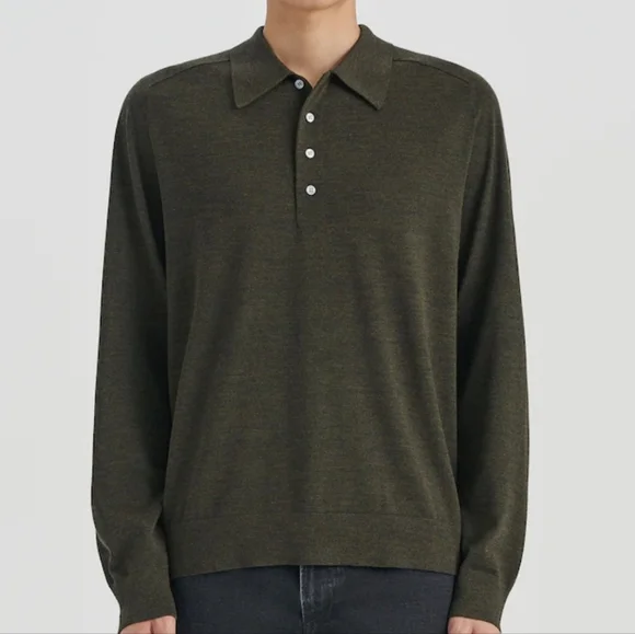 Theory Uniform Melange Long Sleeves Polo Size Medium - Picture 1 of 5